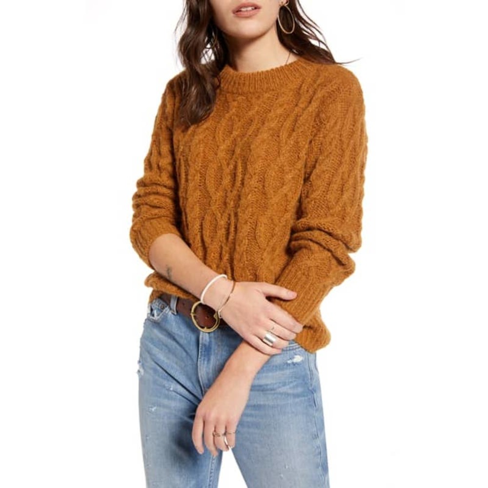 TREASURE & BOND Tan Dale Cable Knit Sweater L